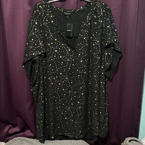 Torrid Starry Black and Gold Blouse
